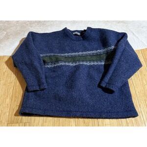 Structure Kids Blue 80s Sweater 100% Lambswool Size XL‎ Y2K Front Print Preppy